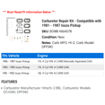 thumbnail image 2 of Carburetor Repair Kit - Compatible with 1981 - 1987 Isuzu Pickup 1982 1983 1984 1985 1986, 2 of 2