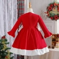 thumbnail image 4 of Penkiiy Robe pour Enfants de Noël à Empiècements, Couleur Unie, Manches Longues, Col Rond, Rouge, Liquidation pour 2-3 Ans, 4 of 9