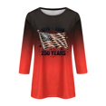 thumbnail image 4 of Fabrcox S-5XL 250 Th Anniversary of USA Shirt 1776-2026 Flag Print Gradient 3/4 Length Sleeve Womens Tops Celebration Freedom Patriotic 4th of July Shirt for Women Red L, 4 of 6