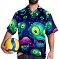 thumbnail image 4 of Alien Men's Short Sleeve Button Down Beach Shirts, Casual Printed Summer Unisex Tops, 4 of 6