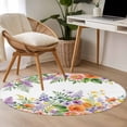 thumbnail image 4 of Round Rugs 3.3Ft, Pink Orange Flowers Round Area Rug Washable Indoor Throw Carpet, Spring Floral Farmhouse Botanical Soft Non Slip Circle Rug for Laundry Room Patio Home Decor Aesthetic, 4 of 8