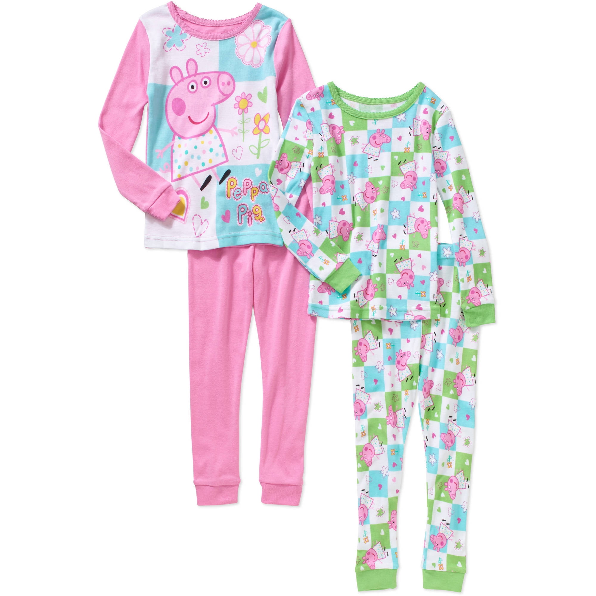 Toddler Girls' Tight Fit Pajamas 4Piece Set