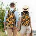 thumbnail image 5 of Yiaed Navy Blue Plaid Sunflower Print Backpack, Premium Laptop Backpack, Travel Backpack for Women, Lightweight Backpacks, Comfortable Back Pack-Medium, 5 of 7