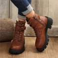 thumbnail image 5 of Paaisye Womens Boots Ankle Booties Women's Boots Classic Lace-Up with Side Zipper Buckle Chunky Mid Heel Platform for Ladies Work Casual Comfortable Fashion,Brown 43, 5 of 5