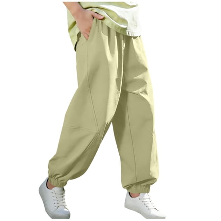AINIYS Kids Girls Pants 3-15 Years Athletic Pants Sun Protection Durable Construction Easy To Wear Everyday Use Khaki 9-10 Years