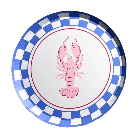 Bonjour Fête Costal Lobster Small Paper Plates, Disposable Party Supplies, 8 Count, 8 Inch, 4th of July, Summer