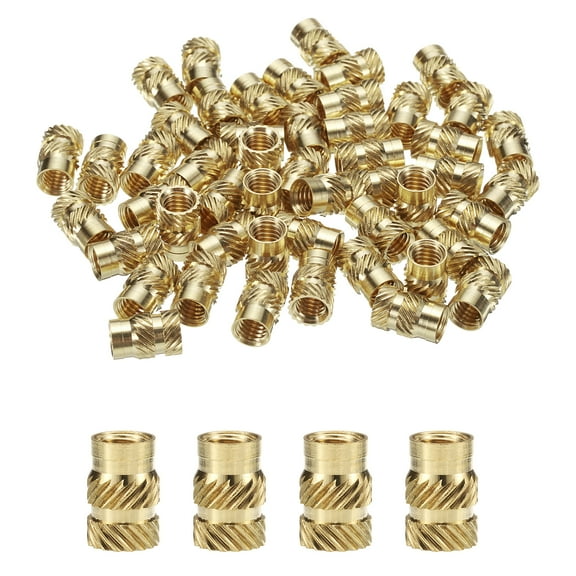 Uxcell 50 Pack M6 Threaded Inserts Brass Heat Set Insert M6x12mm, OD 8mm Knurled Insert Nuts