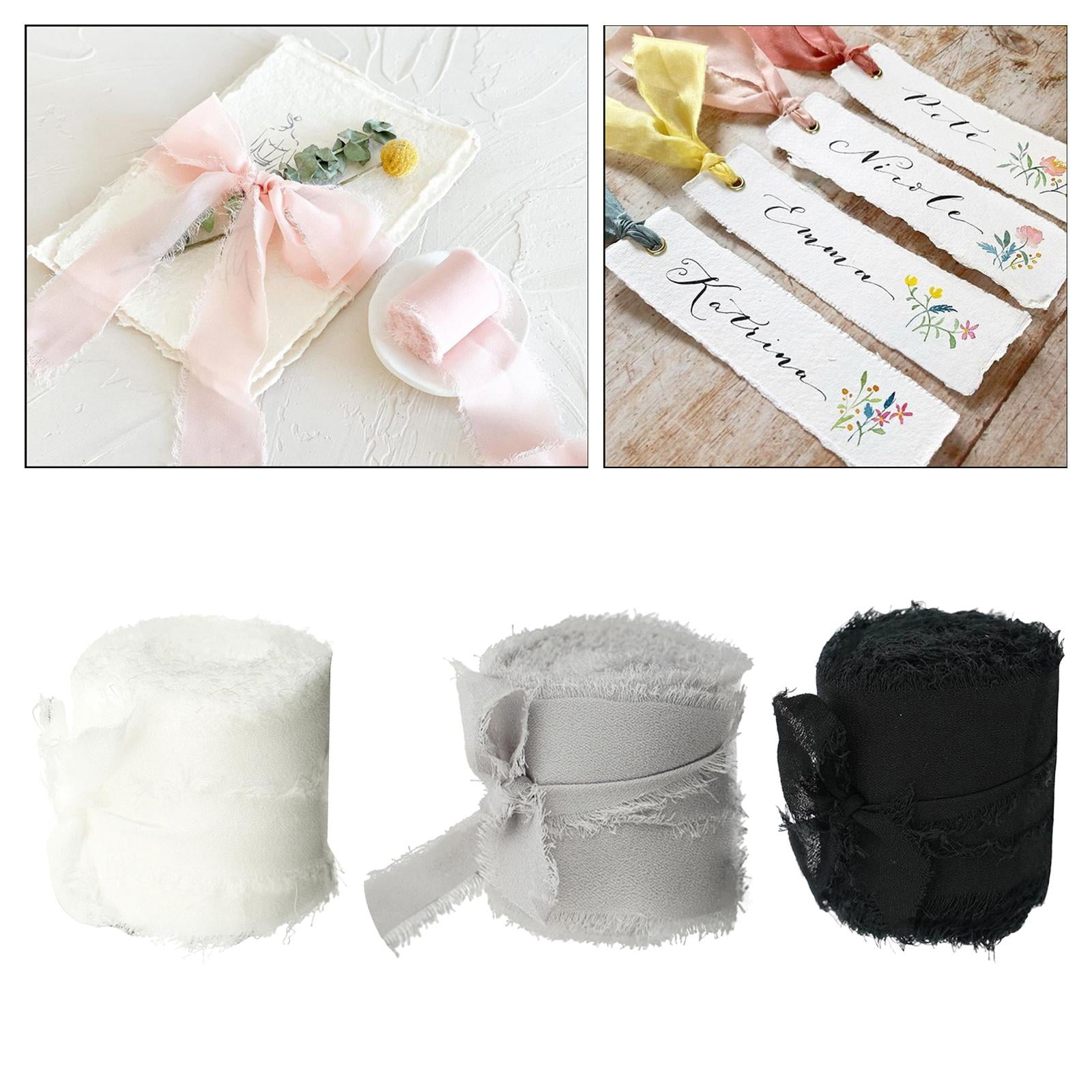 FVDPWYE 6 Rolls Fringe Chiffon Silk Ribbon Bridal Bouquets Gift Wrapping Frayed Edges Blue Series