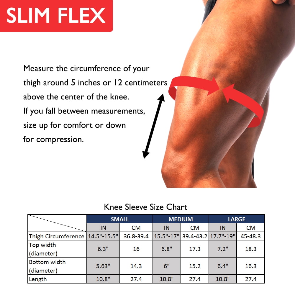 Slimflex Knee Compression Sleeve - Best Knee Brace for Knee Pain for Men & Women – Knee Support for Running, Basketball, Weightlifting, Gym, Workout, Sports - Pair (Large)