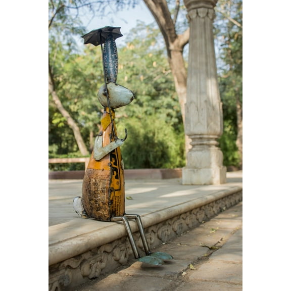 De Kulture Works Iron Bunny With Umbrella Decorative Collectible Figurine Showpiece Easter Décor