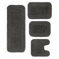 thumbnail image 2 of Home Weavers Radiant Collection 100% Cotton Non-Slip Bathroom Rug Set Machine Washable Bathroom Rug, Bath Rug, U Shaped Contour, Runner, Gray Color 4 Piece Bath Carpet set, 2 of 9