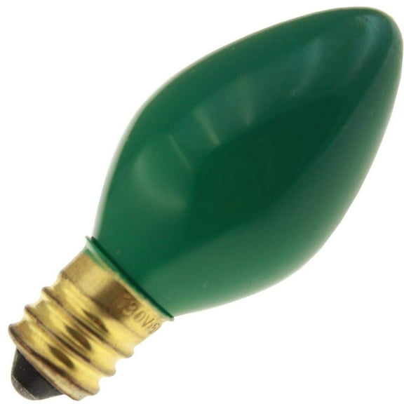 Industrial Performance Decorative/Novelty 5C7/CG 130V, 5 Watt, E12 Base, C7 Ceramic Green Light Bulb (10 Pack)