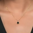 thumbnail image 2 of Gem Stone King 2.58 Ct Oval Black Sapphire White Diamond 10K Yellow Gold Pendant, 2 of 5