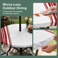 thumbnail image 3 of Round Outdoor Tablecloth with Umbrella Hole and Zipper, Red Striped Fitted Table Cover with Elastic Edge for 31-35 Inch, Farmhouse Simple Line Vertical Stripes Waterproof Patio Tablecoths for Picnic, 3 of 9
