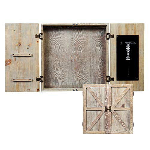 American Legend Cible de Fléchettes en Bois de Grange avec Portes Style Grange Finition Blé - Fléchettes Non Incluses