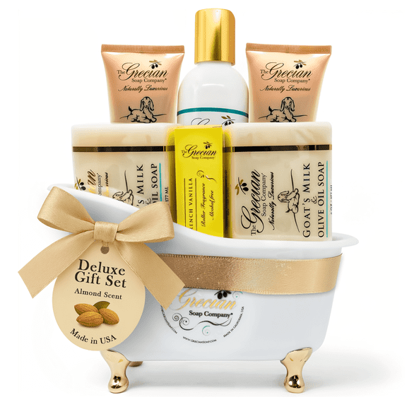 The Grecian Soap Company Creamy Goat's Milk Bath & Body Gift Set, Almond