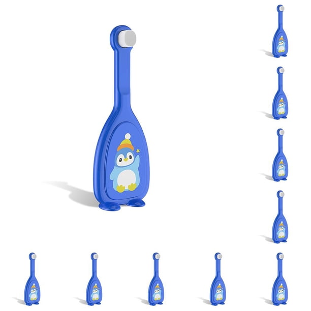 Bearachild cepillo de de silicona de mano en forma de u boquilla para niños enteros de doble cara limpieza infantil ancha suministros Azul 10piezas Bearachild CBP181385