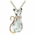 thumbnail image 5 of harmtty Wedding Bridal Women Cat Rhinestone Charm Pendant Necklace Party,Silver + Purple, 5 of 8