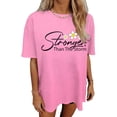 thumbnail image 2 of Ankishi Stronger Than The Storm Tee Shirt Floral Women Short Sleeve Round Neck Tee Shirt Cotton Tops for Party, 2 of 9