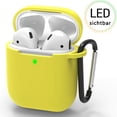 thumbnail image 1 of Silicone Airpods Cover Airpods Protective Cover Compatible With Airpods 2 & 1 Case With Carabiner [Front Led Visible] [Shockproof & Dustproof Protective Cover][Extra Protection] -Yellow, 1 of 4