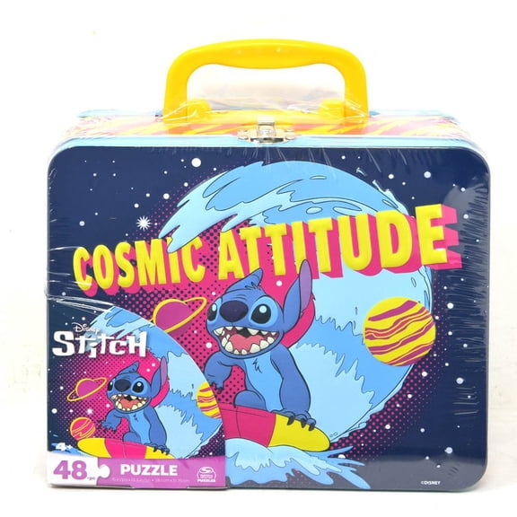 Stitch Large Lunch Tin Box with 48pc puzzle inside