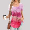 thumbnail image 2 of Fesfesfes Womens Work Tops Women's Fashion Printed T-shirt Mid-length 3/4 Sleeves Blouse Round Neck Casual Tops T Shirt Women 4(S), 2 of 5