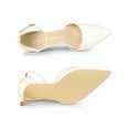 thumbnail image 4 of BLISSFUL STEP Women's Pointy Toe Ankle Strap Stiletto Heels Pumps White 11, 4 of 6