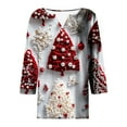 thumbnail image 5 of yoeyez Christmas Tops for Women Trendy Dressy 3/4 Sleeve T Shirts Christmas Buttons V Neck Blouse Funny Cute Xmas Tshirt, 5 of 6