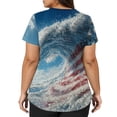 thumbnail image 5 of 4th of July Womens Scrub Tops Loose V Neck Red White and Blue Print Scrub Shirts Short Sleeve Independence Day Patriotic Scrubs Nursing Workwear Medical Nurse Uniform with Pockets Dark Blue 5XL, 5 of 5