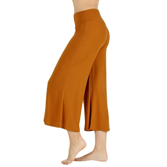 Womens Knit Capri Culottes Gaucho Wide Leg Pants 