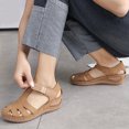 thumbnail image 6 of HAOTAGS Women's Summer Comfy Wedge Sandals with Arch Support Breathable Breathable Open Toe Walking Shoes Gold Size 6, 6 of 8