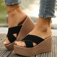 thumbnail image 2 of Mostsola Platform Slippers for Women Slip on Sandals Cross Strap Wedges Heels Casual Summer Heels, 2 of 8