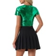 thumbnail image 3 of INSPIRE CHIC Crop Tops Metálicos para Mujeres con Manga Corta y Abertura para Fiesta de Halloween Top Holográfico Brillante XL Verde, 3 of 5
