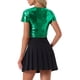 thumbnail image 3 of INSPIRE CHIC Crop Tops Metálicos para Mujeres con Manga Corta y Abertura para Fiesta de Halloween Top Holográfico Brillante XL Verde, 3 of 5
