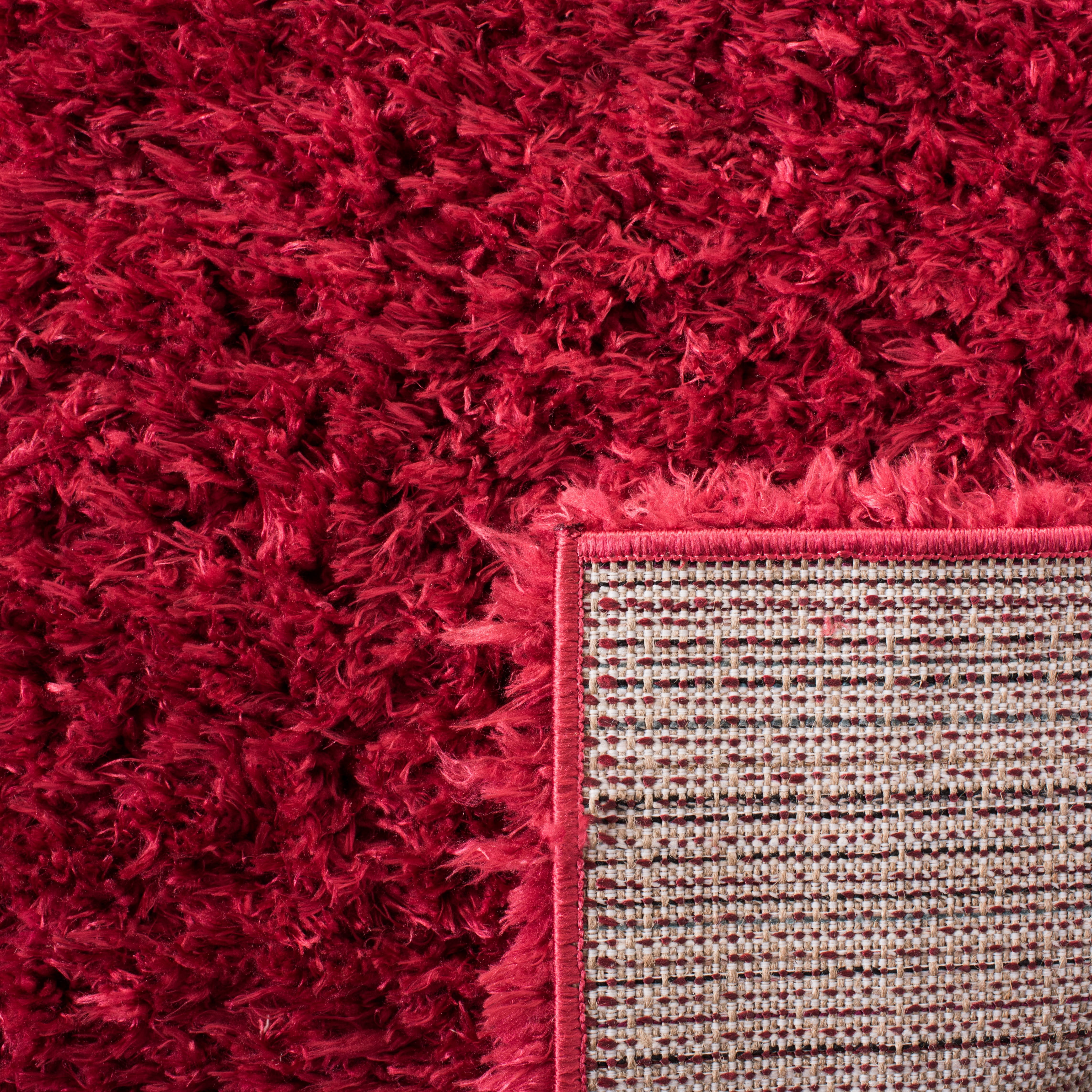 SAFAVIEH Madrid Miah Solid Polyester Shag Area Rug, Red, 3' x 3' Square