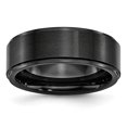 thumbnail image 1 of Black Ceramic Ridged Edge 8mm Brushed and Polished Band Ring 8 Size, 1 of 6