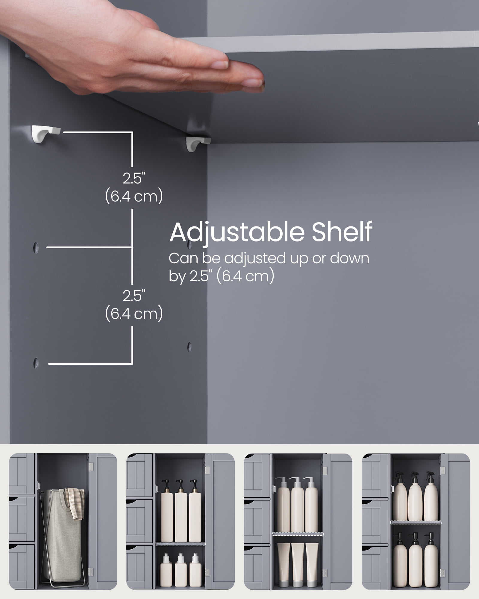 Floor Storage Cabinet, Freestanding Storage Unit with 3 Drawers, 1 Adjustable Shelf, Dove Gray