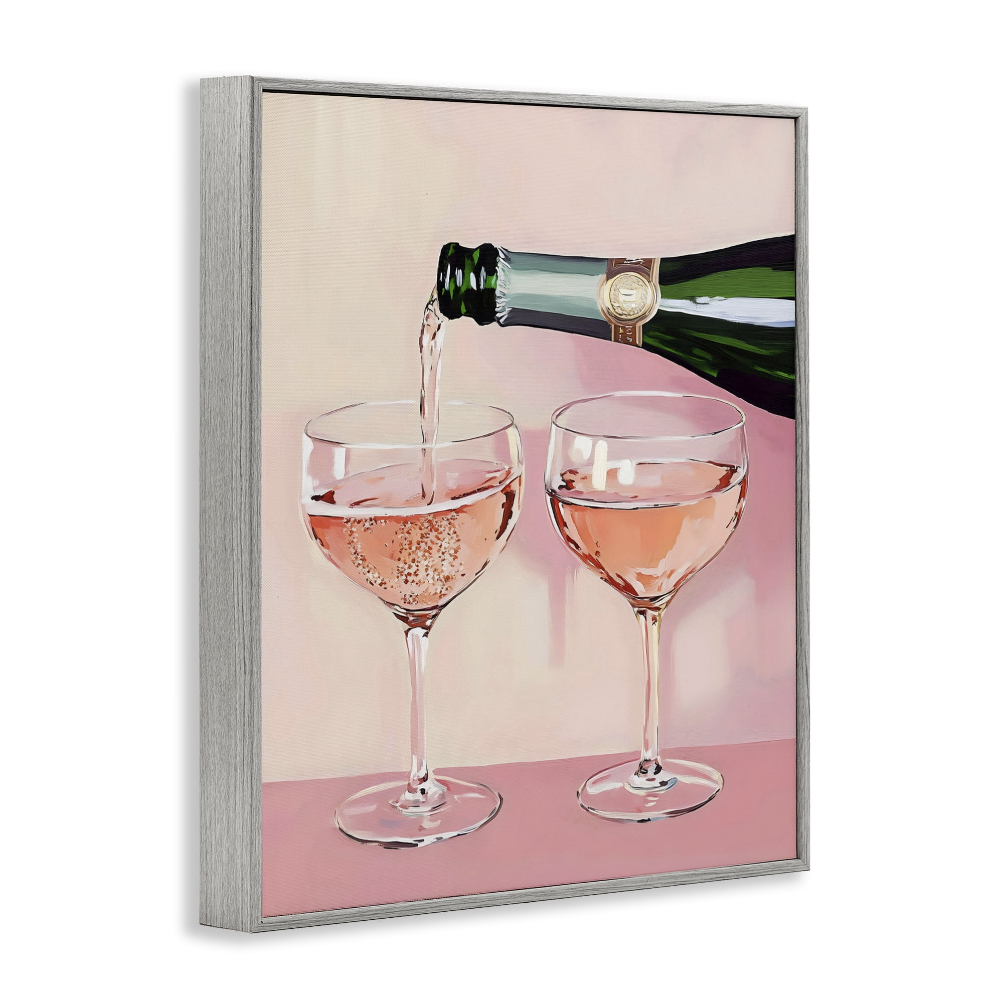 Stupell Industries Pink Champagne Toast for Two Gray Framed Giclee Art, design by The Prints Vibe