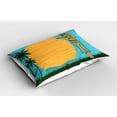 thumbnail image 2 of Ambesonne Hula Girl Pillow Sham 2 Pack, Playing Ukulele Sunbeams, 26"x20", Mustard Olive Green, 2 of 3