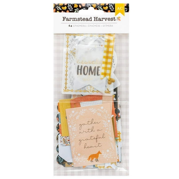 American Crafts Farmstead Harvest Ephemera Die-Cuts 62/Pkg-Journaling - Gold Foil