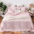 thumbnail image 2 of TechForma 100% Cotton Duvet Cover Set, Pink Double Layer Gauze Bed Set, 3 pcs Breathable & Crisp Soft Duvet Cover Set, Twin, 2 of 11