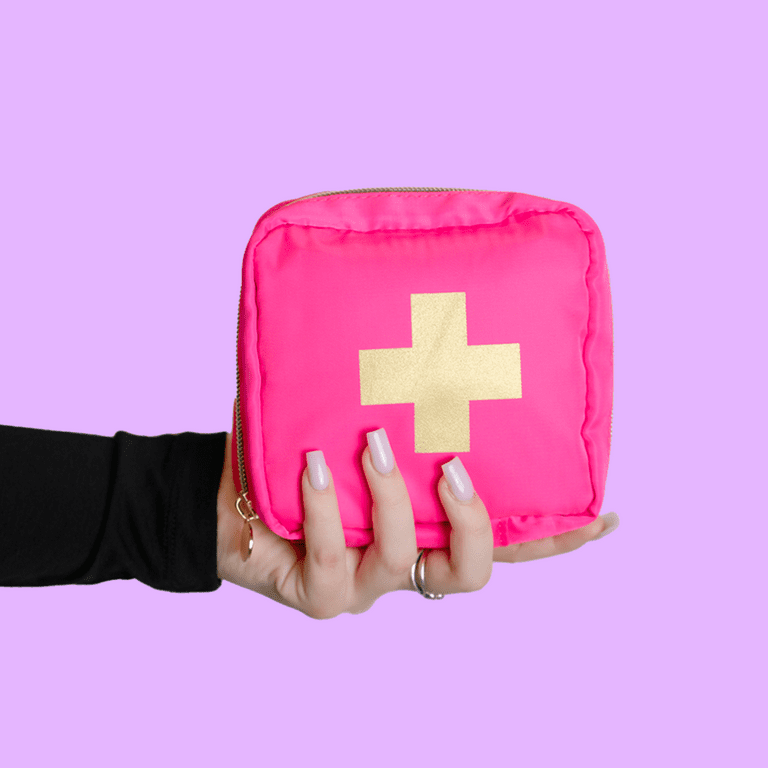 BLINGSTING Car First Aid Kit - 90 Pieces Included, Pink, 1 Count