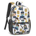 thumbnail image 2 of Police White Pattern 17" Waterproof Oxford School Backpacks for Teens, S-Shape Padded Straps, for School, Travel, Hiking, Camping, 2 of 5