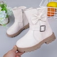 thumbnail image 2 of Girls Mid Calf Leather Boots, Little Kids Side Zipper Fashion Martin Booties, Soft Non Slip Princess Short Boots for Little Girls Daily Outdoor Wear Beige 3 Big Kids(36), 2 of 8