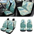 thumbnail image 2 of Uorisanigo Paisley Peacock Car Seat Cover Protector Full Set 18 PCS with Seat Belt Cushion+Steering Cover+Center Console Pad+Headrest Covers+Shift Knob & Handbrake Covers+Car Coaster+Keychain, 2 of 7