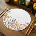 thumbnail image 2 of Fall Purple Flower Round Braided Placemats Set of 8, Orange Yellow Leaf Pastoral Plant Heat Insulation Place Mats Washable Non-Slip Table Mats for Kitchen Dining Party, 15 Inches, 2 of 9