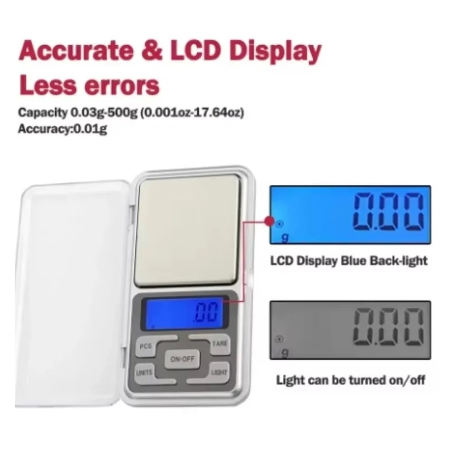 Digital Scale,Pocket Scale,LED Backlight Display,for Kitchen,Jewellery,Drug,Tea,Yeast,Coffee ,High-Precision Weighing Technology