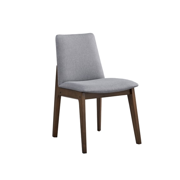 Kaela Light Gray Fabric & Walnut Finish Side Chairs (Set of 2) Modern & Comfortable Dining Chairs
