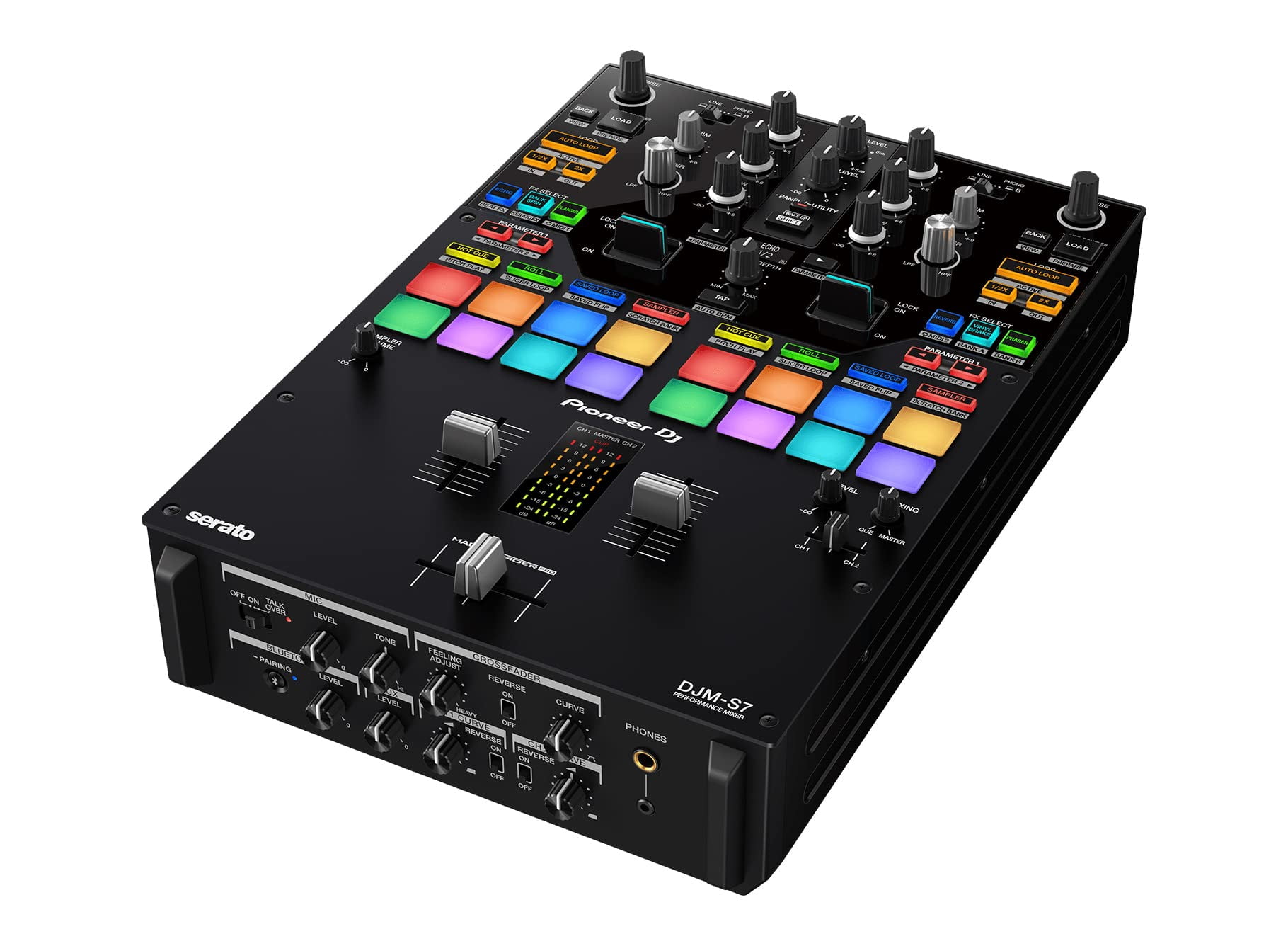 Pioneer DJM-S7 DJ Mixer - Bundle with Stand, Headphones, and Austin Bazaar Polishing Cloth