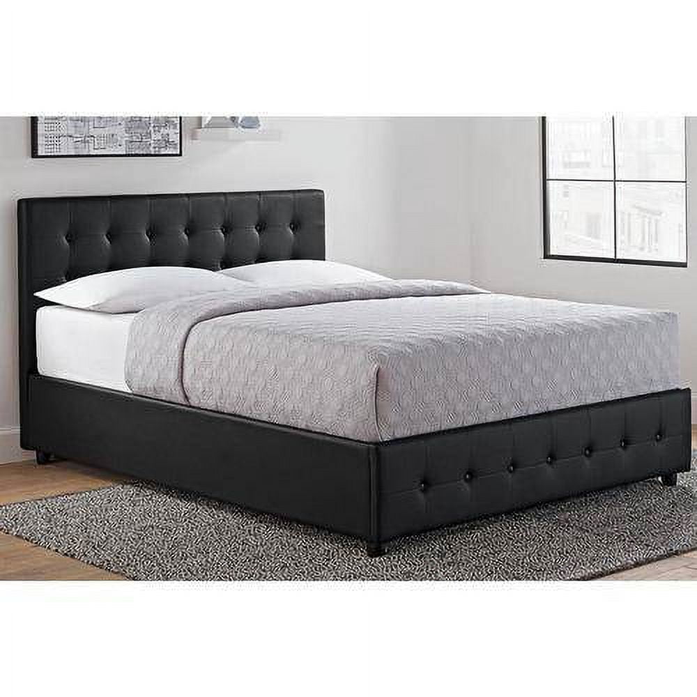 DHP Cambridge Upholstered Bed with Storage, Black Faux Leather, Queen